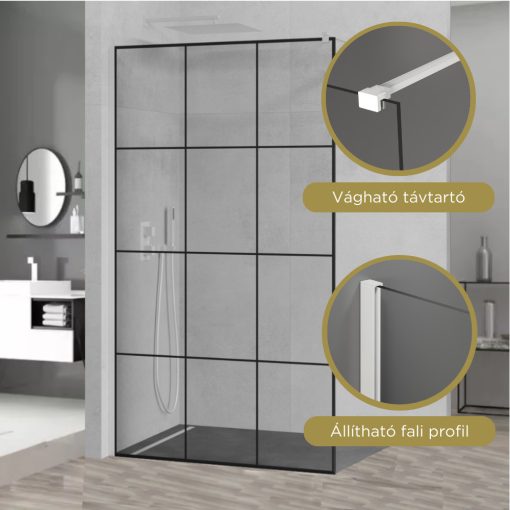 HD Oslo White Walk-In zuhanyfal, 110x200 cm, 8 mm vastag vízlepergető biztonsági üveggel, 200 cm magas, fehér profillal és távtartóval