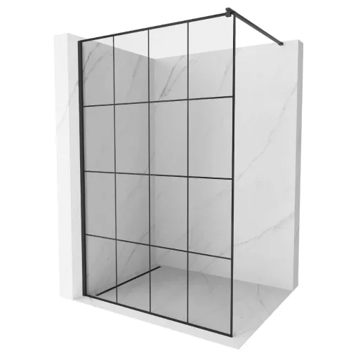 HD Oslo Black Walk-In zuhanyfal, 140x200 cm, 8 mm vastag vízlepergető biztonsági üveggel, 200 cm magas, fekete profillal és távtartóval