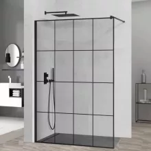 HD Oslo Black Walk-In zuhanyfal, 140x200 cm, 8 mm vastag vízlepergető biztonsági üveggel, 200 cm magas, fekete profillal és távtartóval