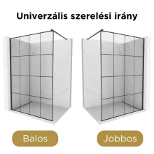 HD Oslo Black Walk-In zuhanyfal, 140x200 cm, 8 mm vastag vízlepergető biztonsági üveggel, 200 cm magas, fekete profillal és távtartóval