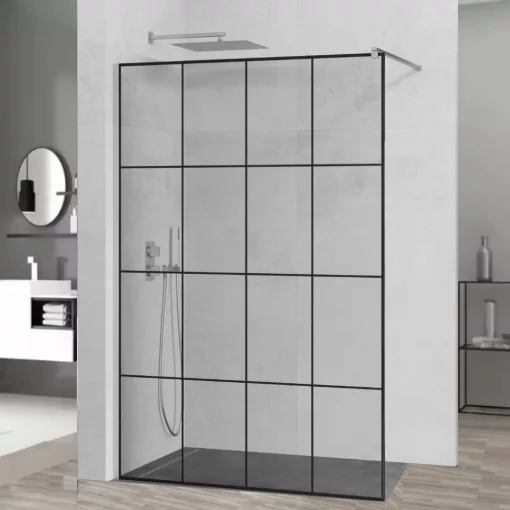 HD Oslo Walk-In zuhanyfal, 130x200 cm, 8 mm vastag vízlepergető biztonsági üveggel, 200 cm magas, króm profillal és távtartóval