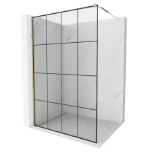 HD Oslo Gold Walk-In zuhanyfal, 130x200 cm, 8 mm vastag vízlepergető biztonsági üveggel, 200 cm magas, arany profillal és távtartóval