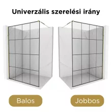 HD Oslo Gold Walk-In zuhanyfal, 130x200 cm, 8 mm vastag vízlepergető biztonsági üveggel, 200 cm magas, arany profillal és távtartóval