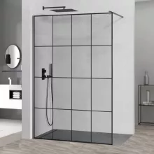 HD Oslo Gun Grey Walk-In zuhanyfal, 130x200 cm, 8 mm vastag vízlepergető biztonsági üveggel, 200 cm magas, szürke profillal és távtartóval