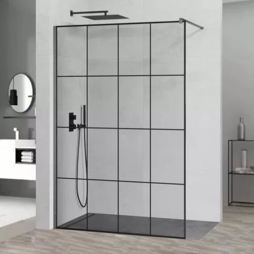 HD Oslo Gun Grey Walk-In zuhanyfal, 130x200 cm, 8 mm vastag vízlepergető biztonsági üveggel, 200 cm magas, szürke profillal és távtartóval