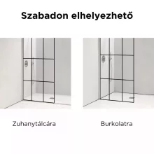 HD Oslo Gun Grey Walk-In zuhanyfal, 130x200 cm, 8 mm vastag vízlepergető biztonsági üveggel, 200 cm magas, szürke profillal és távtartóval