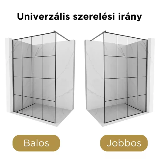 HD Oslo Gun Grey Walk-In zuhanyfal, 130x200 cm, 8 mm vastag vízlepergető biztonsági üveggel, 200 cm magas, szürke profillal és távtartóval