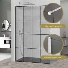 HD Oslo White Walk-In zuhanyfal, 140x200 cm, 8 mm vastag vízlepergető biztonsági üveggel, 200 cm magas, fehér profillal és távtartóval