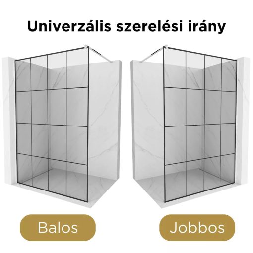 HD Oslo White Walk-In zuhanyfal, 140x200 cm, 8 mm vastag vízlepergető biztonsági üveggel, 200 cm magas, fehér profillal és távtartóval