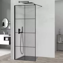 HD Oslo Black Walk-In zuhanyfal, 80x200 cm, 8 mm vastag vízlepergető biztonsági üveggel, 200 cm magas, fekete profillal és távtartóval