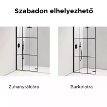 HD Oslo Black Walk-In zuhanyfal, 80x200 cm, 8 mm vastag vízlepergető biztonsági üveggel, 200 cm magas, fekete profillal és távtartóval