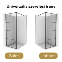 HD Oslo Black Walk-In zuhanyfal, 80x200 cm, 8 mm vastag vízlepergető biztonsági üveggel, 200 cm magas, fekete profillal és távtartóval