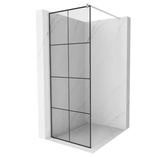 HD Oslo Walk-In zuhanyfal 8 mm vastag vízlepergető biztonsági üveggel, 200 cm magas, króm profillal és távtartóval