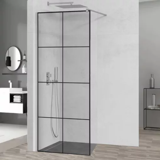 HD Oslo Walk-In zuhanyfal 8 mm vastag vízlepergető biztonsági üveggel, 200 cm magas, króm profillal és távtartóval