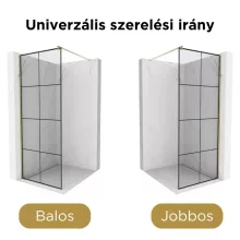 HD Oslo Gold Walk-In zuhanyfal 8 mm vastag vízlepergető biztonsági üveggel, 200 cm magas, arany profillal és távtartóval