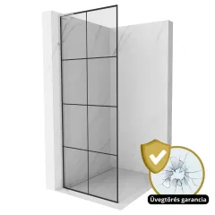   HD Oslo "L" Walk-In zuhanyfal 8 mm vastag vízlepergető biztonsági üveggel, 200 cm magas, króm profillal és "L" stabilizátorral
