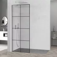 HD Oslo "L" Walk-In zuhanyfal 8 mm vastag vízlepergető biztonsági üveggel, 200 cm magas, króm profillal és "L" stabilizátorral