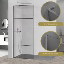 HD Oslo "L" Walk-In zuhanyfal 8 mm vastag vízlepergető biztonsági üveggel, 200 cm magas, króm profillal és "L" stabilizátorral