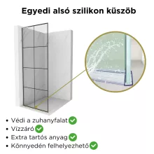HD Oslo "L" Walk-In zuhanyfal 8 mm vastag vízlepergető biztonsági üveggel, 200 cm magas, króm profillal és "L" stabilizátorral