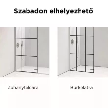 HD Oslo "L" Walk-In zuhanyfal 8 mm vastag vízlepergető biztonsági üveggel, 200 cm magas, króm profillal és "L" stabilizátorral