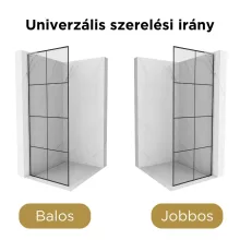 HD Oslo "L" Walk-In zuhanyfal 8 mm vastag vízlepergető biztonsági üveggel, 200 cm magas, króm profillal és "L" stabilizátorral