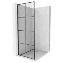 HD Oslo "L" Black Walk-In zuhanyfal, 90x200 cm, 8 mm vastag vízlepergető biztonsági üveggel, 200 cm magas, fekete profillal és "L" stabilizátorral