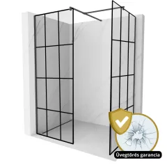   HD Oslo Black Kombi Walk-In zuhanyfal 8 mm vastag vízlepergető biztonsági üveggel, 200 cm magas, fekete profillal és távtartóval