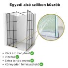 HD Oslo Black Kombi Walk-In zuhanyfal, 110x70 cm, 8 mm vastag vízlepergető biztonsági üveggel, 200 cm magas, fekete profillal és távtartóval