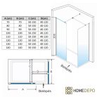 HD Oslo Black Kombi Walk-In zuhanyfal, 110x70 cm, 8 mm vastag vízlepergető biztonsági üveggel, 200 cm magas, fekete profillal és távtartóval