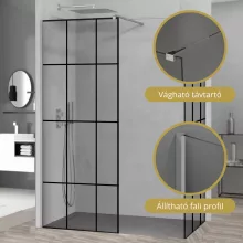 HD Oslo Kombi Walk-In zuhanyfal 8 mm vastag vízlepergető biztonsági üveggel, 200 cm magas, króm profillal és távtartóval
