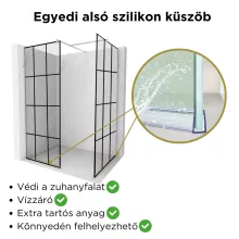 HD Oslo Kombi Walk-In zuhanyfal 8 mm vastag vízlepergető biztonsági üveggel, 200 cm magas, króm profillal és távtartóval