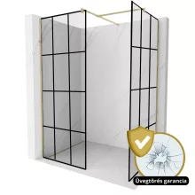 HD Oslo Gold Kombi Walk-In zuhanyfal 8 mm vastag vízlepergető biztonsági üveggel, 200 cm magas, arany profillal és távtartóval