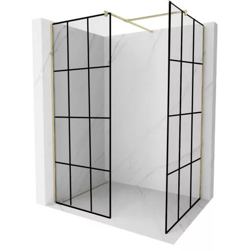 HD Oslo Gold Kombi Walk-In zuhanyfal 8 mm vastag vízlepergető biztonsági üveggel, 200 cm magas, arany profillal és távtartóval