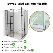 HD Oslo Gold Kombi Walk-In zuhanyfal 8 mm vastag vízlepergető biztonsági üveggel, 200 cm magas, arany profillal és távtartóval