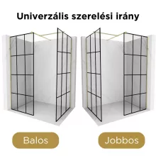HD Oslo Gold Kombi Walk-In zuhanyfal 8 mm vastag vízlepergető biztonsági üveggel, 200 cm magas, arany profillal és távtartóval