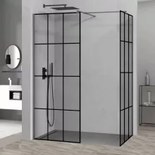 HD Oslo Gun Grey Kombi Walk-In zuhanyfal 8 mm vastag vízlepergető biztonsági üveggel, 200 cm magas, szürke profillal és távtartóval