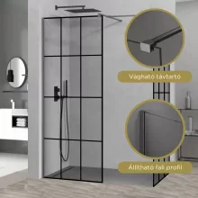 HD Oslo Gun Grey Kombi Walk-In zuhanyfal 8 mm vastag vízlepergető biztonsági üveggel, 200 cm magas, szürke profillal és távtartóval