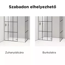 HD Oslo Gun Grey Kombi Walk-In zuhanyfal 8 mm vastag vízlepergető biztonsági üveggel, 200 cm magas, szürke profillal és távtartóval