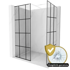   HD Oslo White Kombi Walk-In zuhanyfal 8 mm vastag vízlepergető biztonsági üveggel, 200 cm magas, fehér profillal és távtartóval