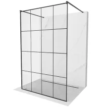 HD Oslo Light Black szabadonálló Walk-In zuhanyfal, 130x200 cm, 8 mm vastag vízlepergető biztonsági üveggel, 200 cm magas, két távtartóval