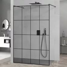 HD Oslo Light Black szabadonálló Walk-In zuhanyfal, 130x200 cm, 8 mm vastag vízlepergető biztonsági üveggel, 200 cm magas, két távtartóval