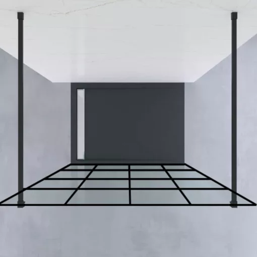 HD Oslo Light Black szabadonálló Walk-In zuhanyfal, 130x200 cm, 8 mm vastag vízlepergető biztonsági üveggel, 200 cm magas, két távtartóval