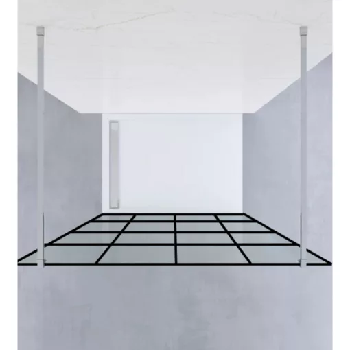 HD Oslo Light szabadonálló Walk-In zuhanyfal, 130x200 cm, 8 mm vastag vízlepergető biztonsági üveggel, 200 cm magas, két távtartóval