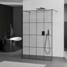 HD Oslo Light Gun Grey szabadonálló Walk-In zuhanyfal, 130x200 cm, 8 mm vastag vízlepergető biztonsági üveggel, 200 cm magas, két távtartóval