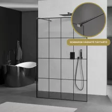 HD Oslo Light Gun Grey szabadonálló Walk-In zuhanyfal, 130x200 cm, 8 mm vastag vízlepergető biztonsági üveggel, 200 cm magas, két távtartóval