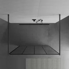 HD Oslo Light Gun Grey szabadonálló Walk-In zuhanyfal, 130x200 cm, 8 mm vastag vízlepergető biztonsági üveggel, 200 cm magas, két távtartóval