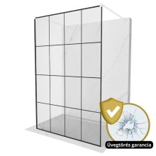 HD Oslo Light White szabadonálló Walk-In zuhanyfal, 140x200 cm, 8 mm vastag vízlepergető biztonsági üveggel, 200 cm magas, két távtartóval
