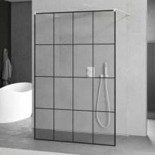 HD Oslo Light White szabadonálló Walk-In zuhanyfal, 140x200 cm, 8 mm vastag vízlepergető biztonsági üveggel, 200 cm magas, két távtartóval