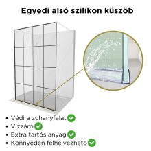 HD Oslo Light White szabadonálló Walk-In zuhanyfal, 140x200 cm, 8 mm vastag vízlepergető biztonsági üveggel, 200 cm magas, két távtartóval