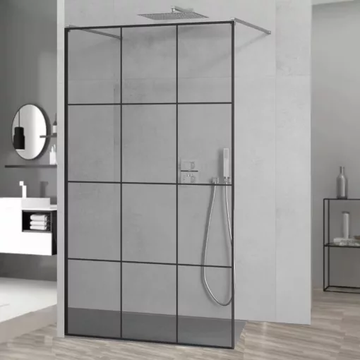 HD Oslo Light szabadonálló Walk-In zuhanyfal 8 mm vastag vízlepergető biztonsági üveggel, 200 cm magas, két távtartóval